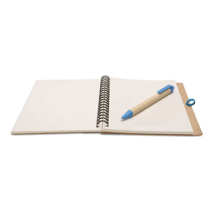 Libreta de papel reciclado con detalle de color color Azul tercera vista Libreta de papel reciclado con detalle de color color Azul tercera vista