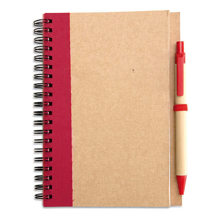 Libreta de papel reciclado con detalle de color color Rojo Libreta de papel reciclado con detalle de color color Rojo