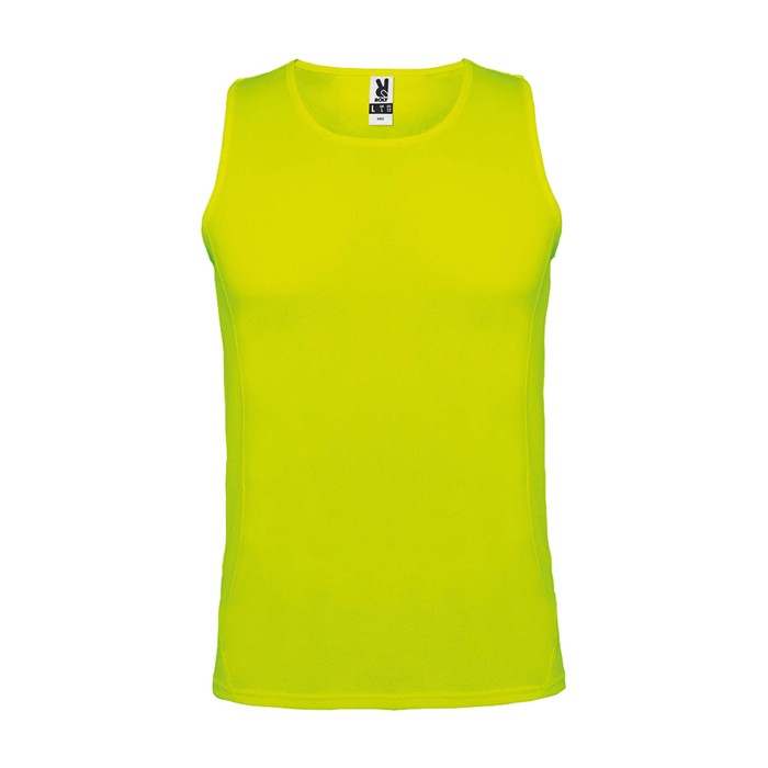 Camiseta deportivo infantil con etiqueta removible 140 g/m2 Roly color amarillo fluorescente Camiseta deportivo infantil con etiqueta removible 140 g/m2 Roly color amarillo fluorescente