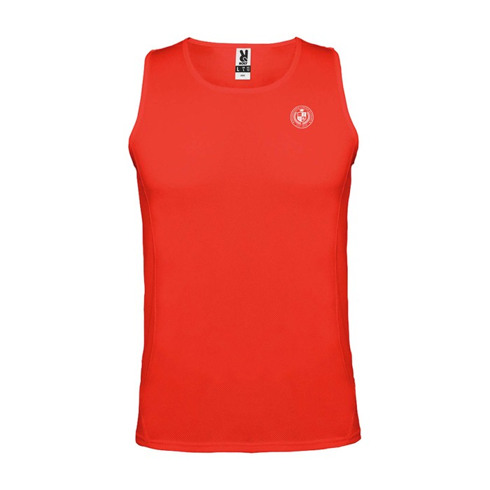 Camiseta deportivo infantil con etiqueta removible 140 g/m2 Roly color rojo vista impresión serigrafía Camiseta deportivo infantil con etiqueta removible 140 g/m2 Roly color rojo vista impresión serigrafía