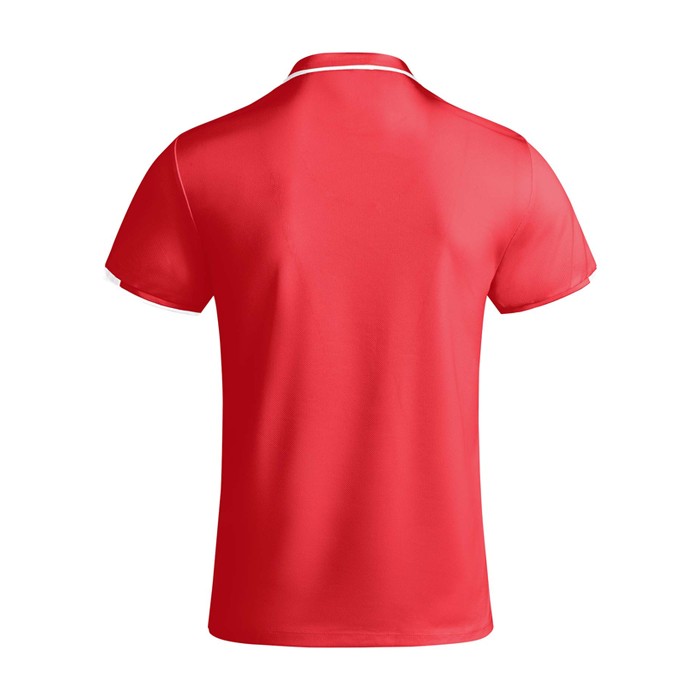 Polo deportivo infantil de poliéster de manga corta 140 g/m2 Roly color rojo segunda vista trasera Polo deportivo infantil de poliéster de manga corta 140 g/m2 Roly color rojo segunda vista trasera