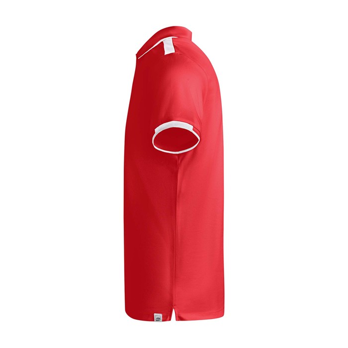 Polo deportivo infantil de poliéster de manga corta 140 g/m2 Roly color rojo vista lateral Polo deportivo infantil de poliéster de manga corta 140 g/m2 Roly color rojo vista lateral