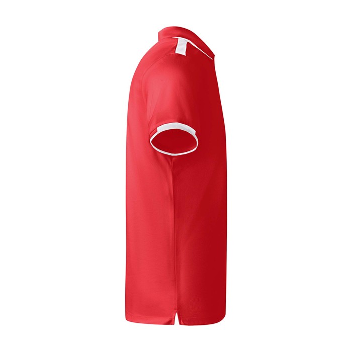 Polo deportivo infantil de poliéster de manga corta 140 g/m2 Roly color rojo segunda vista lateral Polo deportivo infantil de poliéster de manga corta 140 g/m2 Roly color rojo segunda vista lateral