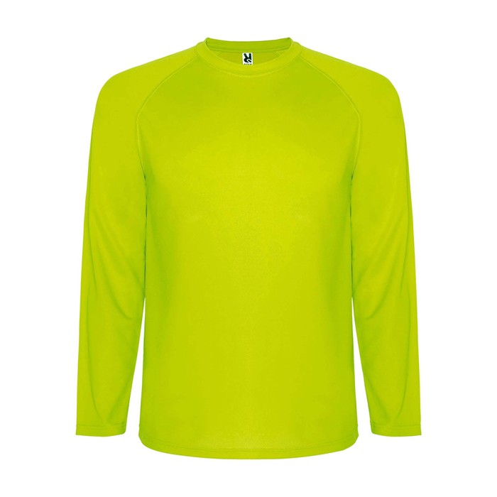 Camiseta técnica deportiva para niños de manga larga 150 g/m2 Roly color amarillo fluorescente Camiseta técnica deportiva para niños de manga larga 150 g/m2 Roly color amarillo fluorescente