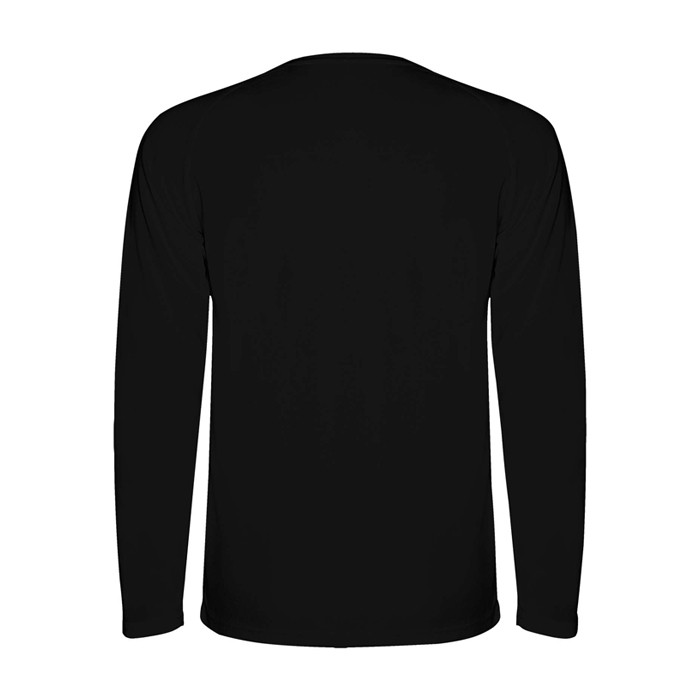 Camiseta técnica deportiva para niños de manga larga 150 g/m2 Roly color negro segunda vista trasera Camiseta técnica deportiva para niños de manga larga 150 g/m2 Roly color negro segunda vista trasera