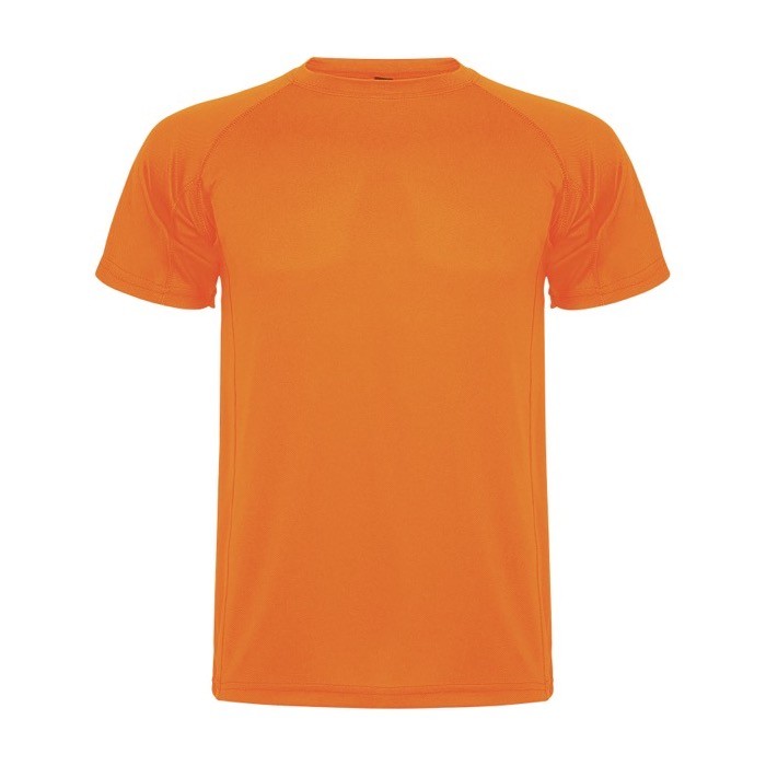 Camiseta técnica infantil de punto piqué en poliéster 150 g/m2 Roly color naranja fluorescente