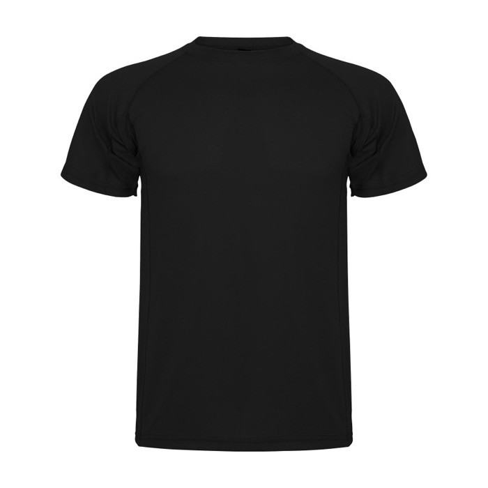 Camiseta técnica infantil de punto piqué en poliéster 150 g/m2 Roly color negro segunda vista trasera