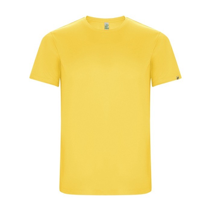 Camiseta técnica de 50% poliéster reciclado para niños 135 g/m2 Roly color amarillo