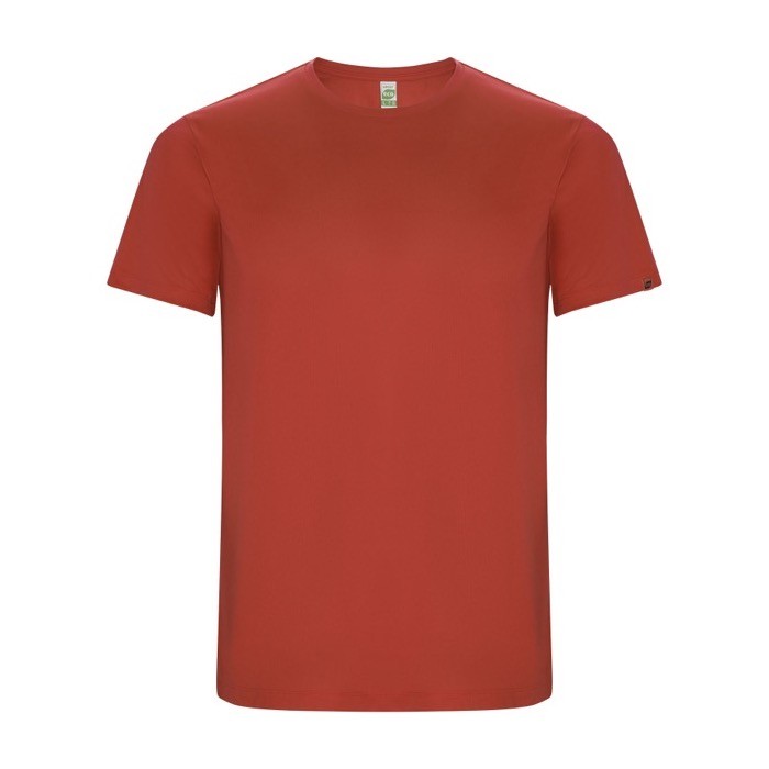 Camiseta técnica de 50% poliéster reciclado para niños 135 g/m2 Roly color rojo