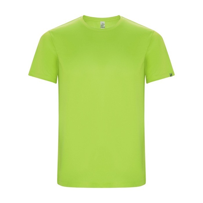 Camiseta técnica de 50% poliéster reciclado para niños 135 g/m2 Roly color verde fluorescente