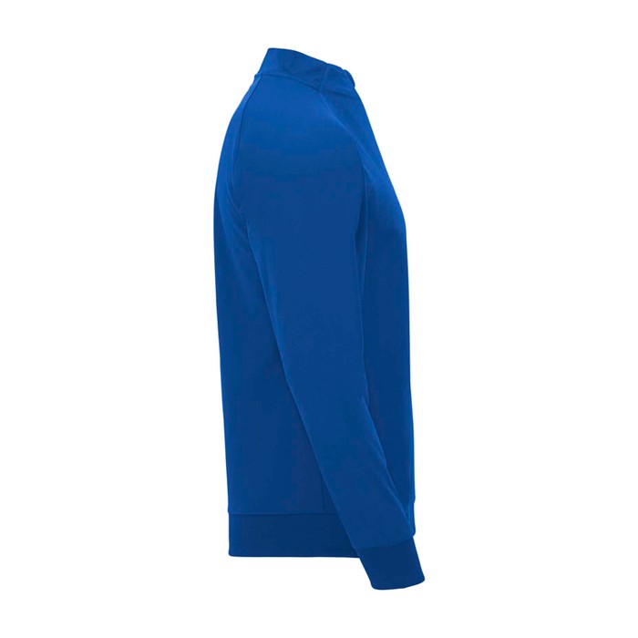 Sudadera infantil de manga larga con cremallera corta 200 g/m2 Roly color azul real segunda vista lateral Sudadera infantil de manga larga con cremallera corta 200 g/m2 Roly color azul real segunda vista lateral