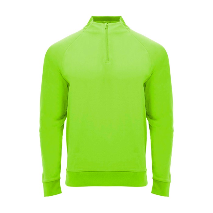 Sudadera infantil de manga larga con cremallera corta 200 g/m2 Roly color verde fluorescente Sudadera infantil de manga larga con cremallera corta 200 g/m2 Roly color verde fluorescente