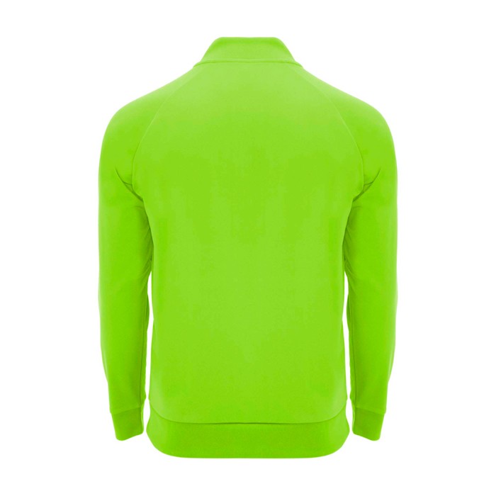 Sudadera infantil de manga larga con cremallera corta 200 g/m2 Roly color verde fluorescente segunda vista trasera Sudadera infantil de manga larga con cremallera corta 200 g/m2 Roly color verde fluorescente segunda vista trasera