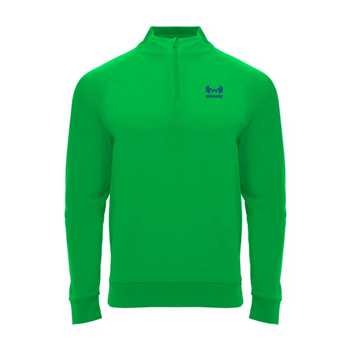 Sudadera infantil de manga larga con cremallera corta 200 g/m2 Roly color verde vista impresión serigrafía Sudadera infantil de manga larga con cremallera corta 200 g/m2 Roly color verde vista impresión serigrafía