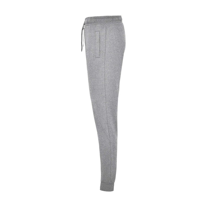 Pantalón infantil sport de algodón y poliéster con pernera 280 g/m2 Roly color gris claro jaspeado vista lateral Pantalón infantil sport de algodón y poliéster con pernera 280 g/m2 Roly color gris claro jaspeado vista lateral