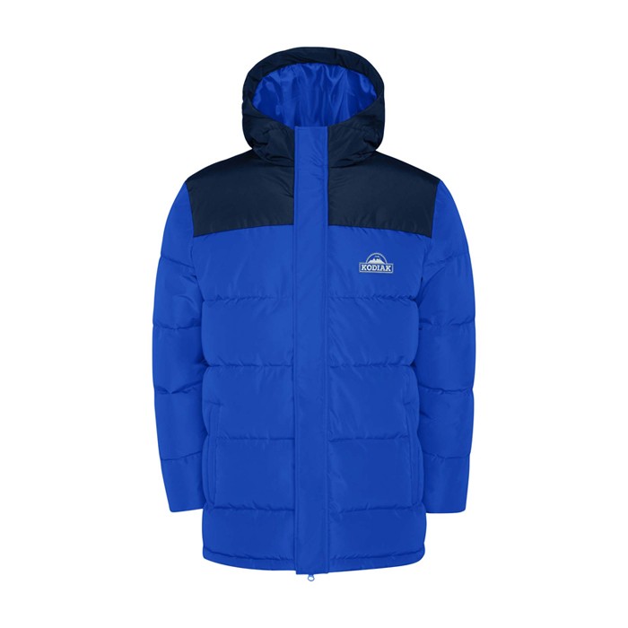 Chaqueta acolchada infantil de poliéster con puños elásticos Roly color azul real Chaqueta acolchada infantil de poliéster con puños elásticos Roly color azul real