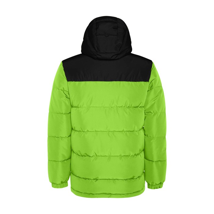 Chaqueta acolchada infantil de poliéster con puños elásticos Roly color verde lima segunda vista trasera Chaqueta acolchada infantil de poliéster con puños elásticos Roly color verde lima segunda vista trasera