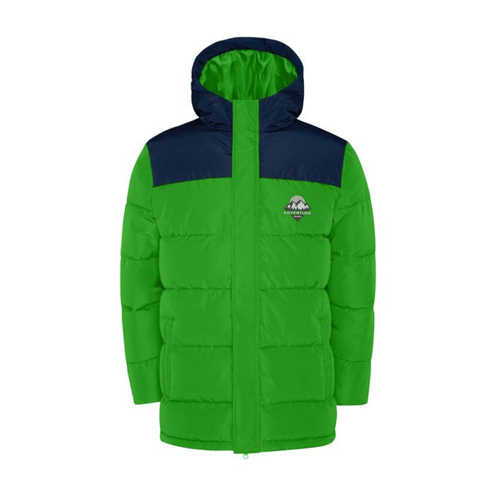 Chaqueta acolchada infantil de poliéster con puños elásticos Roly color verde Chaqueta acolchada infantil de poliéster con puños elásticos Roly color verde