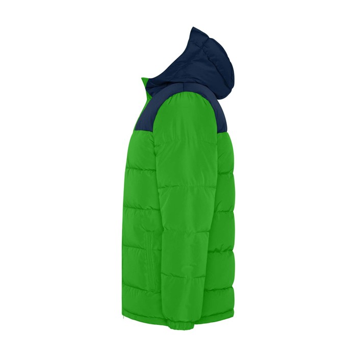 Chaqueta acolchada infantil de poliéster con puños elásticos Roly color verde vista lateral Chaqueta acolchada infantil de poliéster con puños elásticos Roly color verde vista lateral