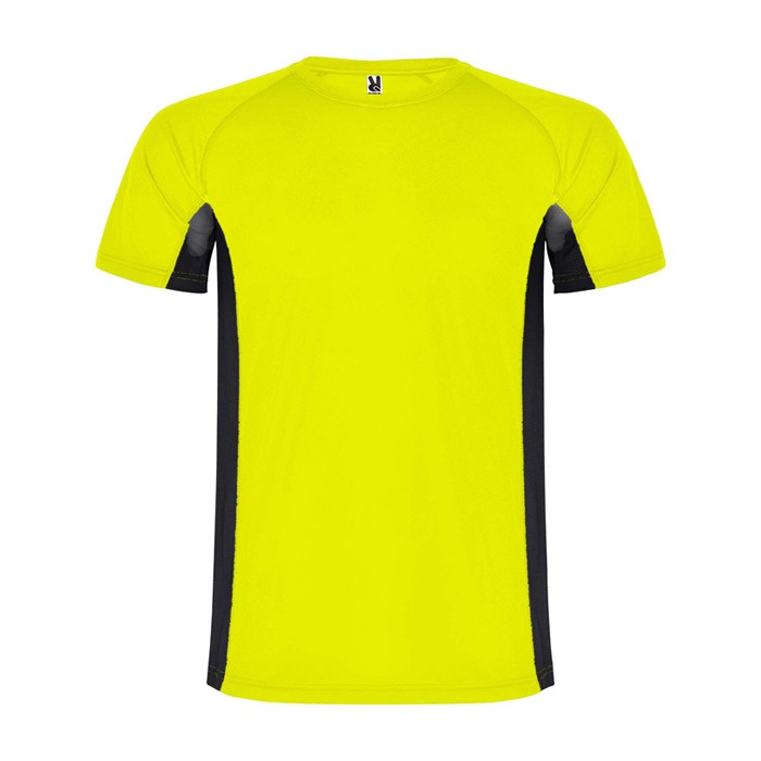 Camiseta deportiva infantil en bicolor de poliéster 140 g/m2 Roly color amarillo Camiseta deportiva infantil en bicolor de poliéster 140 g/m2 Roly color amarillo