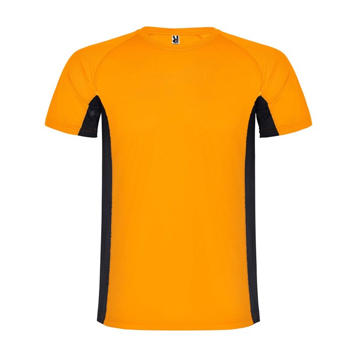 Camiseta deportiva infantil en bicolor de poliéster 140 g/m2 Roly color naranja Camiseta deportiva infantil en bicolor de poliéster 140 g/m2 Roly color naranja