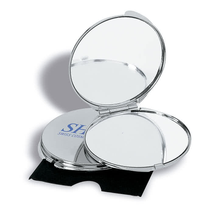 Espejo cromado con tu logo color Plateado Brillante cuarta vista con logo