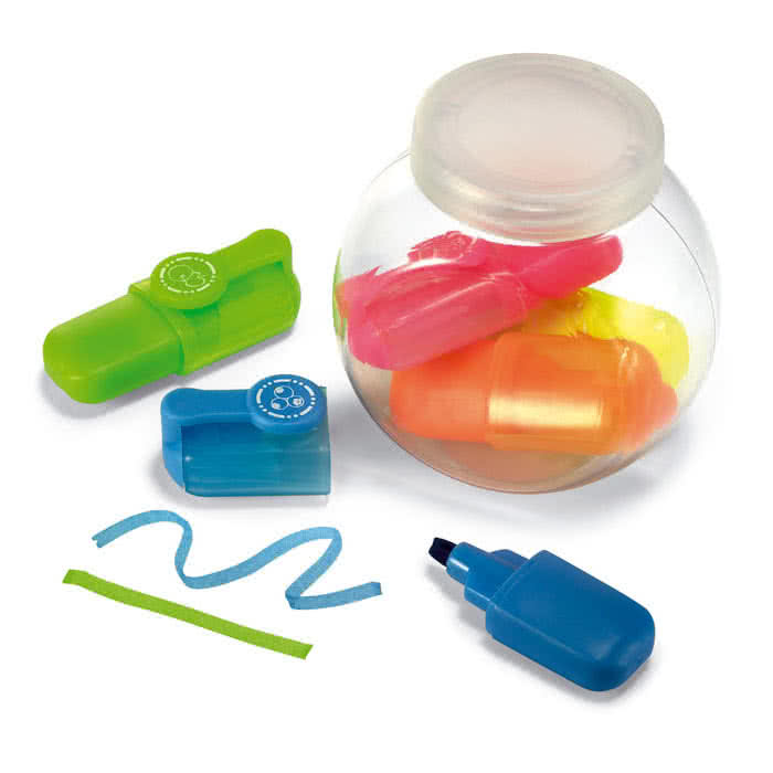 5 rotuladores fosforescentes en un bote color Multicolor