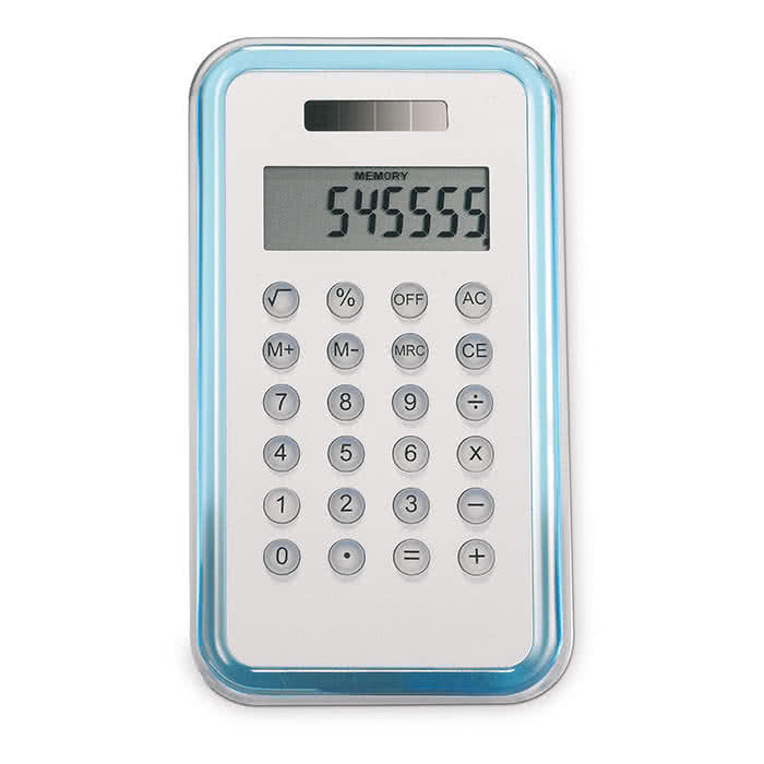 Calculadoras promocionales de diseño color Azul segunda vista Calculadoras promocionales de diseño color Azul segunda vista