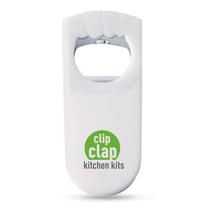 Abrebotellas para publicidad y empresas color Blanco cuarta vista con logo