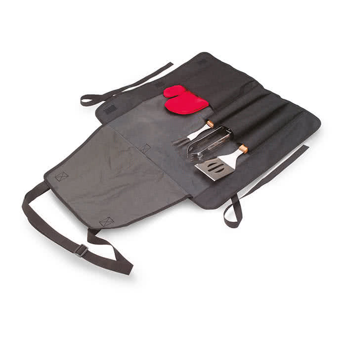 Delantal de barbacoa con herramientas color Negro cuarta vista Delantal de barbacoa con herramientas color Negro cuarta vista