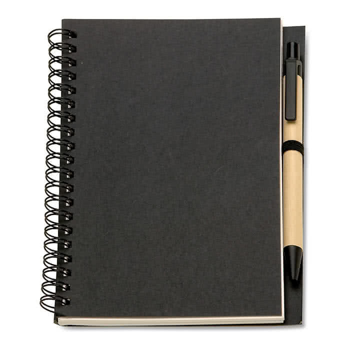 Libreta personalizada de papel reciclado color Negro segunda vista Libreta personalizada de papel reciclado color Negro segunda vista