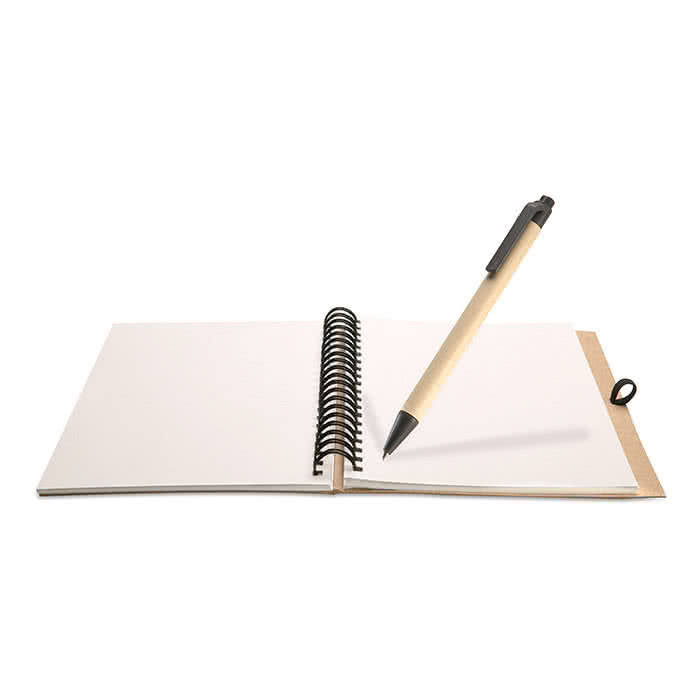 Libreta personalizada de papel reciclado color Beige segunda vista Libreta personalizada de papel reciclado color Beige segunda vista