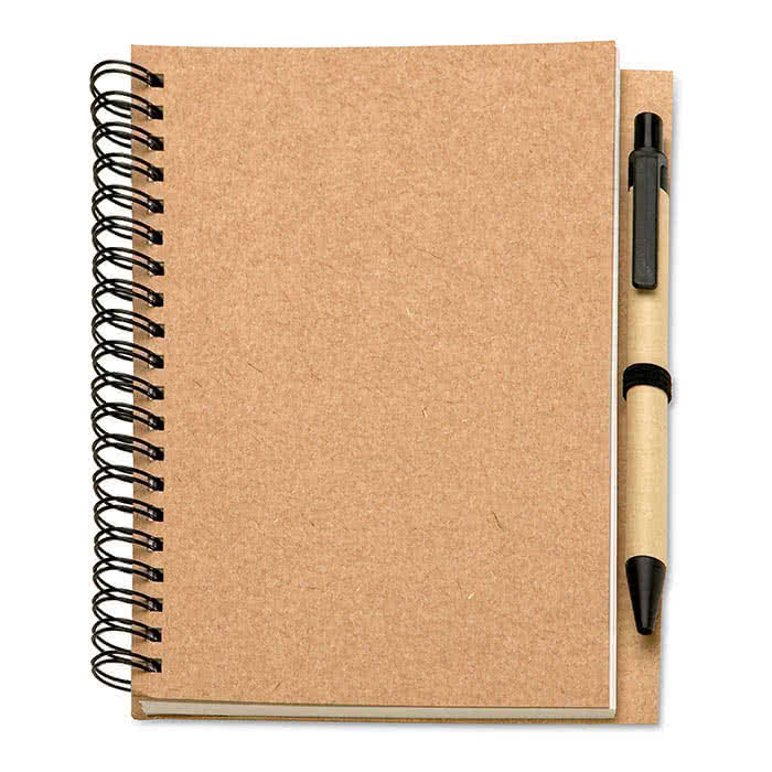 Libreta personalizada de papel reciclado color Beige tercera vista Libreta personalizada de papel reciclado color Beige tercera vista