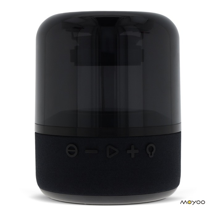 Altavoz bluetooth negro pequeño portátil en forma circular color negro tercera vista Altavoz bluetooth negro pequeño portátil en forma circular color negro tercera vista