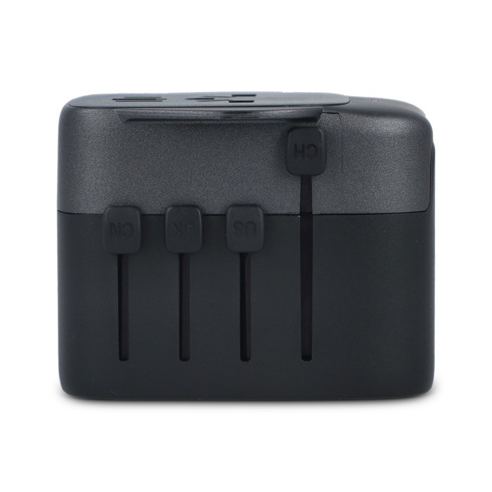 Adaptador para viajes compacto con funcionalidad en más de 150 países color negro segunda vista