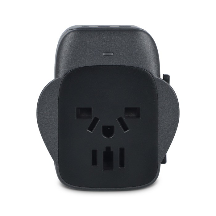 Adaptador para viajes compacto con funcionalidad en más de 150 países color negro sexta vista