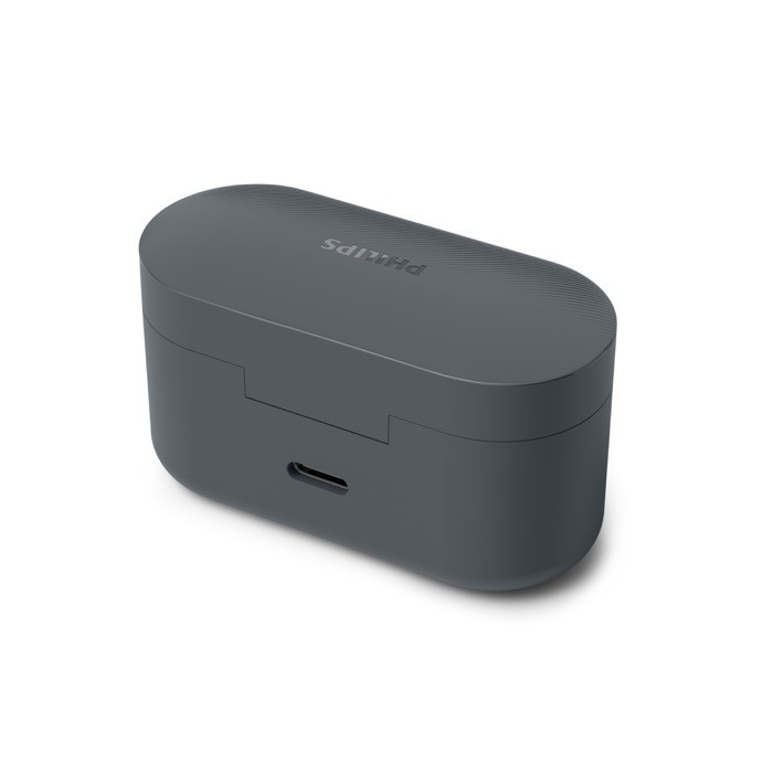 Auriculares inalámbricos con localizador y larga reproducción Phillips color gris oscuro tercera vista Auriculares inalámbricos con localizador y larga reproducción Phillips color gris oscuro tercera vista