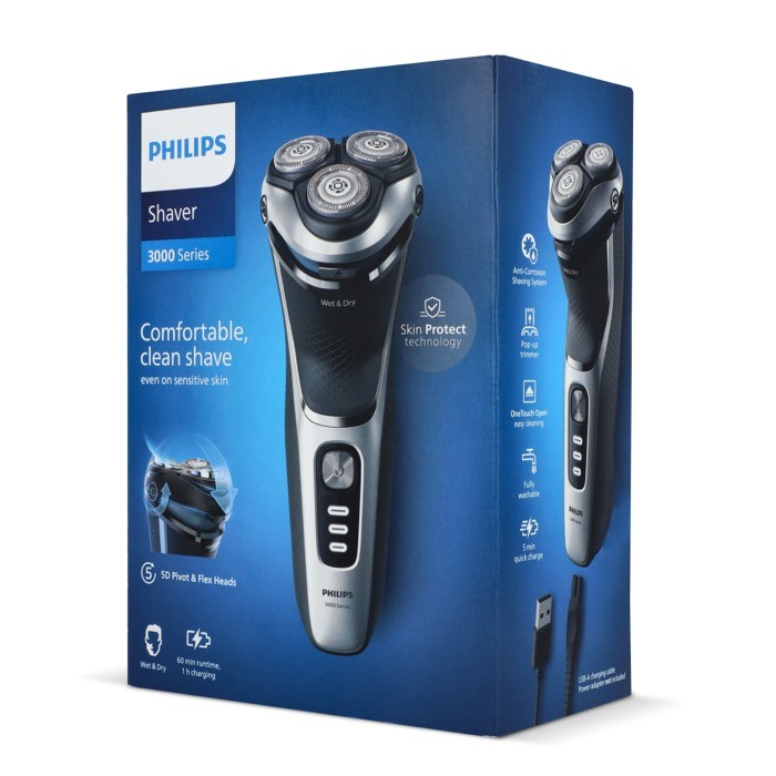 Afeitadora eléctrica para cabeza y cara marca Phillips color negro tercera vista Afeitadora eléctrica para cabeza y cara marca Phillips color negro tercera vista