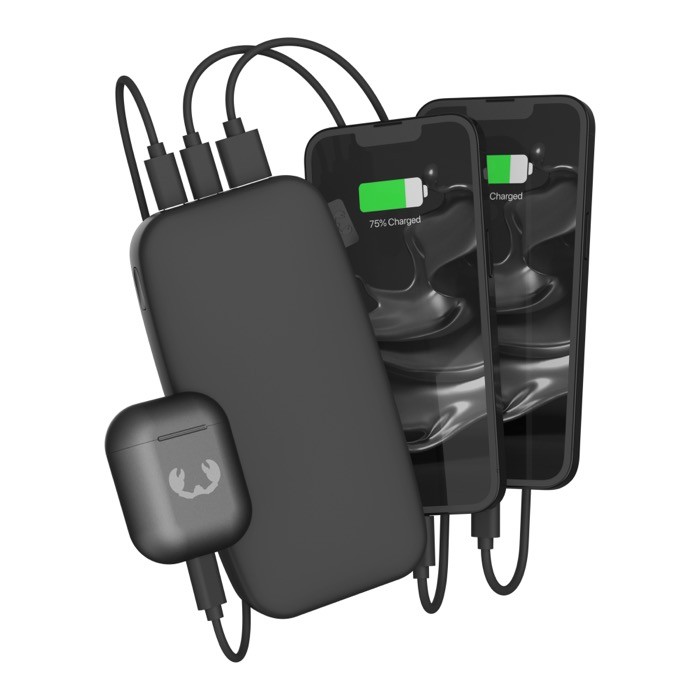 Powerbank rectangular para cargar hasta 3 dispositivos a la vez 20W color titanio cuarta vista Powerbank rectangular para cargar hasta 3 dispositivos a la vez 20W color titanio cuarta vista