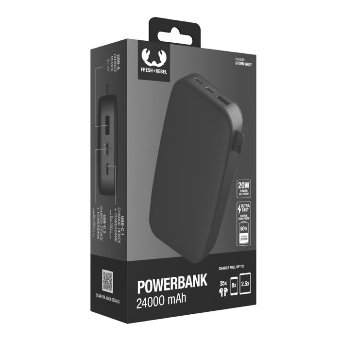 Powerbank rectangular para cargar hasta 3 dispositivos a la vez 20W color titanio quinta vista Powerbank rectangular para cargar hasta 3 dispositivos a la vez 20W color titanio quinta vista