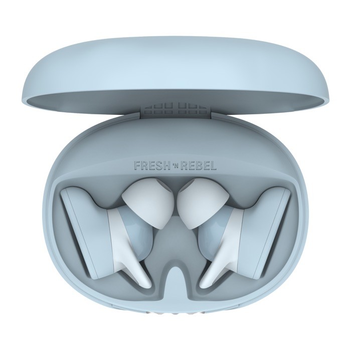 Auriculares deportivos en estuche ovalado Fresh 'n Rebel color azul pastel cuarta vista Auriculares deportivos en estuche ovalado Fresh 'n Rebel color azul pastel cuarta vista