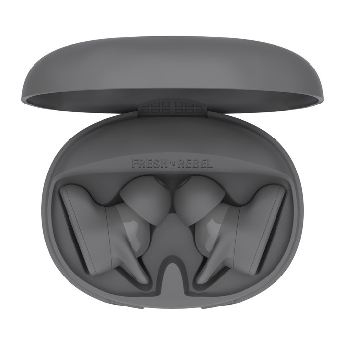 Auriculares deportivos en estuche ovalado Fresh 'n Rebel color titanio cuarta vista Auriculares deportivos en estuche ovalado Fresh 'n Rebel color titanio cuarta vista