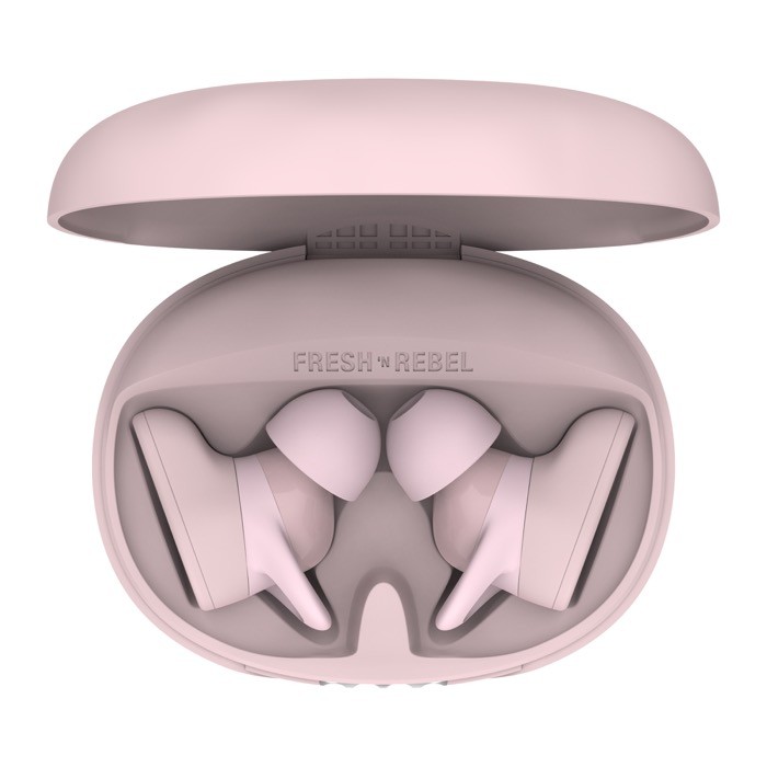 Auriculares deportivos en estuche ovalado Fresh 'n Rebel color rosa pastel cuarta vista Auriculares deportivos en estuche ovalado Fresh 'n Rebel color rosa pastel cuarta vista
