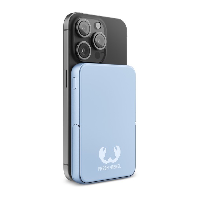 Powerbank con función de soporte para móvil Fresh 'n Rebel 5.000 mAh color azul pastel tercera vista