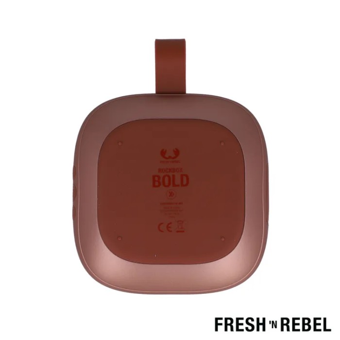 Altavoz portátil de forma cuadrada resistente al agua Fresh 'n Rebel color caoba cuarta vista Altavoz portátil de forma cuadrada resistente al agua Fresh 'n Rebel color caoba cuarta vista