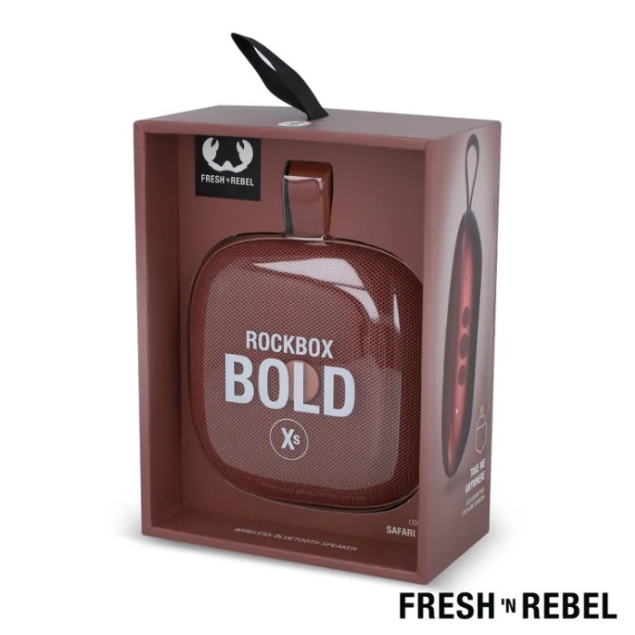 Altavoz portátil de forma cuadrada resistente al agua Fresh 'n Rebel color caoba quinta vista Altavoz portátil de forma cuadrada resistente al agua Fresh 'n Rebel color caoba quinta vista