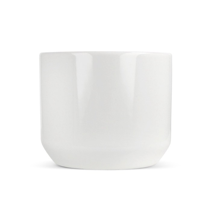 Taza de cerámica blanca con una asa rectangular compacta 250ml color blanco cuarta vista