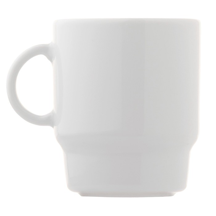 Taza de porcelana blanca apilable hecha en EU 250ml color blanco cuarta vista Taza de porcelana blanca apilable hecha en EU 250ml color blanco cuarta vista