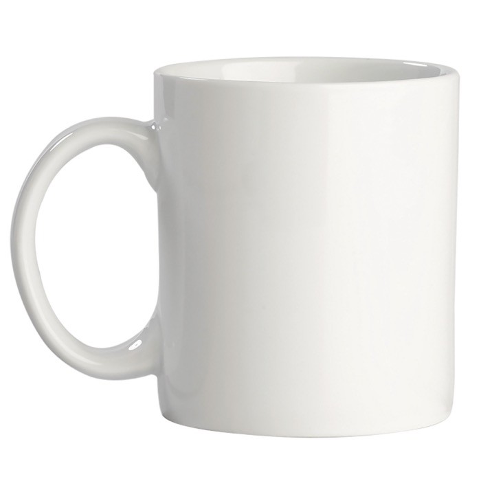 Típica taza blanca de porcelana hecha en EU con capacidad de 300ml color blanco segunda vista