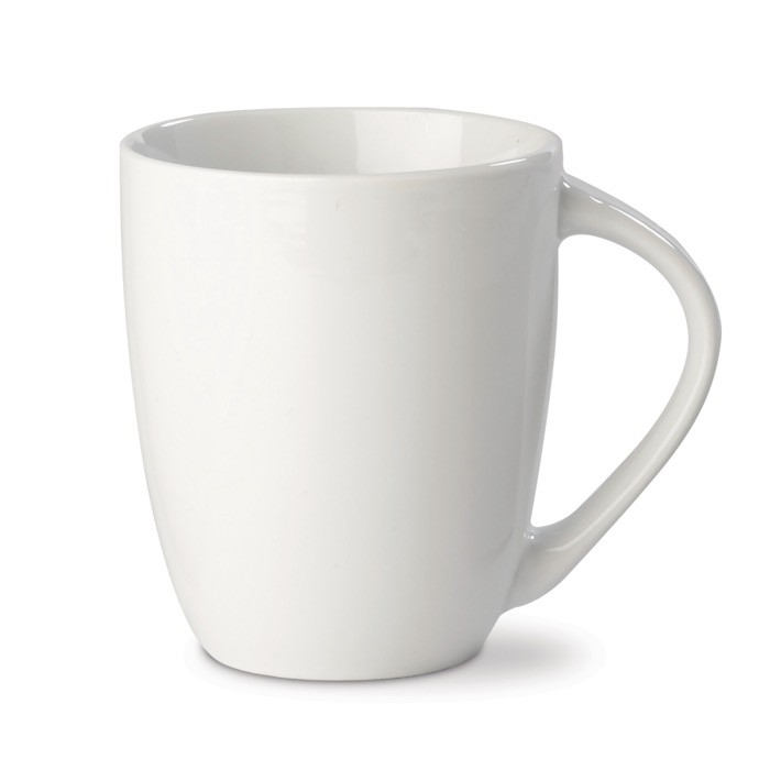 Taza de porcelana con gran asa triangular hecha en EU 270ml color blanco Taza de porcelana con gran asa triangular hecha en EU 270ml color blanco